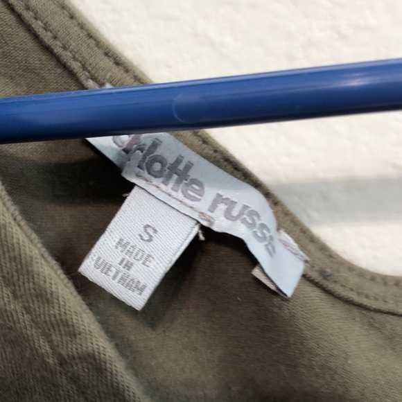 Charlotte Russe ZIP UP Back Olive&Gold Crop Size S - Picture 3 of 5